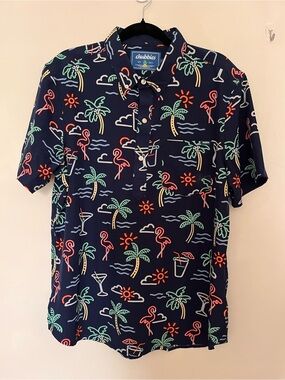 Chubbies Navy Tropical Neon Print Polo